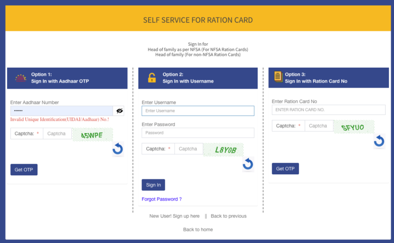 Ration Card online