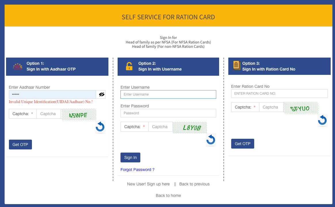 Ration Card online